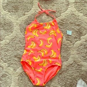 Girls hot pink banana swimsuit
